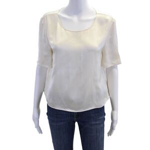 Theory Womens Textured Short Sleeve Round Neck Sleek Top Nude Size M